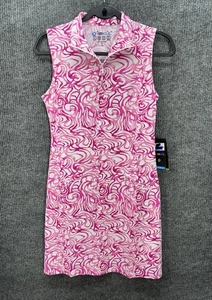 Ibkul Kinsley ärmelloses Kleid Damen XS Hot Candy Pink Swirl Stehkragen Golf NEU - Bild 1 von 11