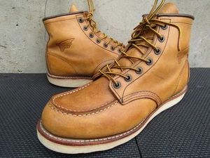 Red Wing 875 Boots Tan Size 9.5 D Classic Moc Toe Work Oro Legacy Leather USA - Picture 1 of 10