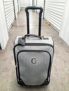 GUESS Luggage Suitcase Carry On 4-Wheel Spinner Bag Logo Print White 22" - Picture 1 of 12