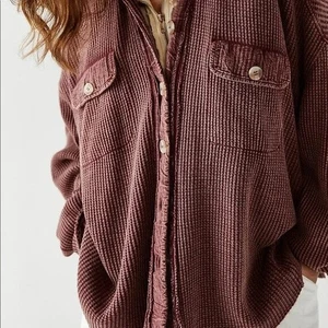 Free People FP One Scout Jacket Buttondown Oversized Thermal Tunic Top New S - Picture 1 of 9