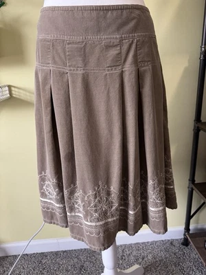 Ann Taylor LOFT вельветовая вышитая юбка размер 12 коричневый трапециевидный богемное Y2K - Изображение 1 из 4