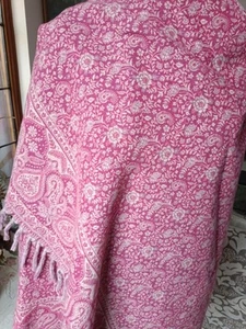THICK WARM yak wool pink shawl handmade Reversible Yoga Throw meditation Blanket - Picture 1 of 8