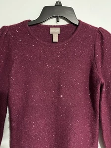 Chico 0 (Size 4-6) Burgandy Pullover Sweater, 3/4 Length Sleeves w/Sparkle! - Picture 1 of 6