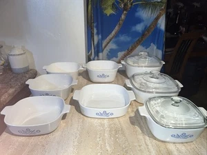 Corningware blue cornflower 11 piece set. Three Lids Are Interchangeable. - Picture 1 of 13