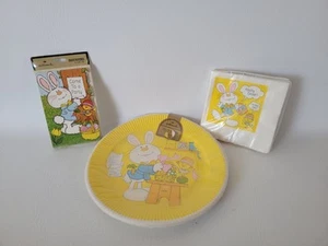 Rare VTG Hallmark Easter Bunny 6 Plates 15 Napkins 8 Invitations All Sealed NOS - Picture 1 of 7
