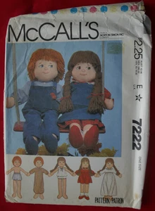 McCall's #7222 MUÑECAS DE PELUCHE CON ROPA Patrón de costura Sin cortar FF - Imagen 1 de 2
