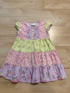 Hanna Andersson Dress Size 90/ US 4 Tiered Patchwork Cottagecore Sundress Vtg - Picture 1 of 6