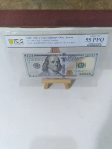 PCGS Banknote $100 Fr 2189-A 2017A Note About UNC 55PPQ High Serial Number  - Picture 1 of 5
