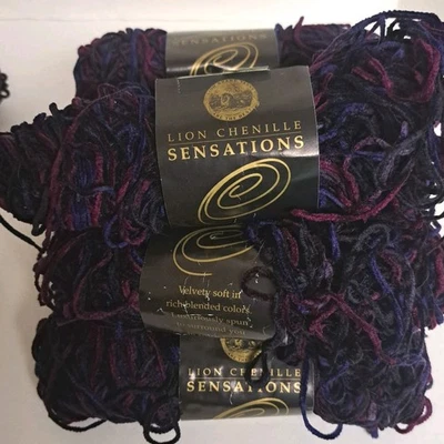 LOT OF 8-LION BRAND CHENILLE SENSATIONS YARN-ACRYLIC/ MILAN PRINT - Image 1 of 4