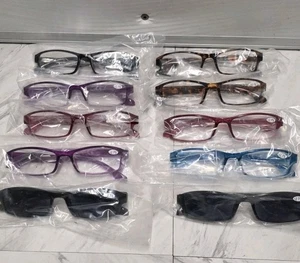 +2.75 Small Framed Reading Glasses, Multiple Colors, Plastic Frames, 10 Pack - Picture 1 of 6