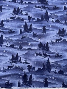 Vintage STARRY NIGHT by Moda - Dark Blue Holiday Themed Fabric Print - 2.5 yds - Picture 1 of 2