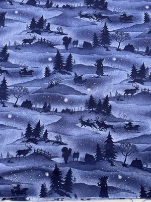 Vintage STARRY NIGHT by Moda - Dark Blue Holiday Themed Fabric Print - 2.5 yds - Image 1 of 2