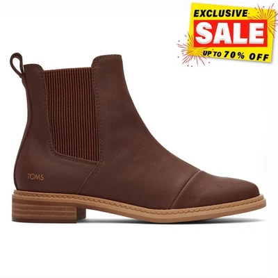 Toms Charlie Mujer de Piel Diseño Moderno Vestido Formal Botines Marrón - Imagen 1 de 4