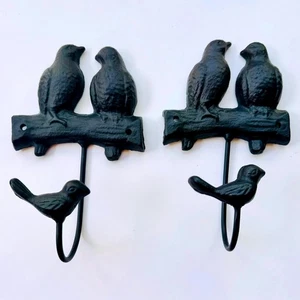 Ganchos para pájaros de hierro fundido montados en la pared abrigo sombrero toallero par decorativo. Tornillos - Imagen 1 de 8