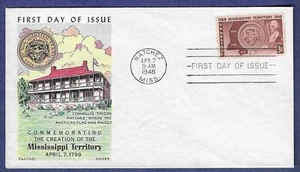 1948 FDC Mississippi Territory issue #955 Fluegel cachet unaddressed - Picture 1 of 2