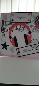 Tarjeta de cumpleaños de música 3D personalizada hecha a mano 8x8 - Imagen 1 de 1