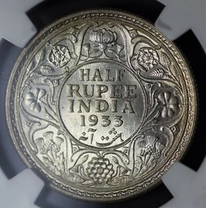 India British 1933(C) 1/2 Rupee NGC MS62 Certified - Picture 1 of 3