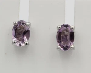 Classy 1,0 Carat Amethyst Studs 925 Silver Earring Ohrschmuckn Purple - Picture 1 of 10