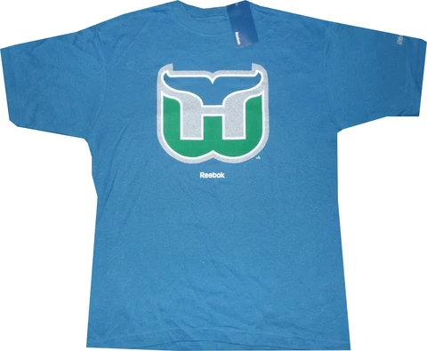 Hartford Whalers Reebok Throwback Pro Style Oversized Shirt Closeout Light Blue Cover