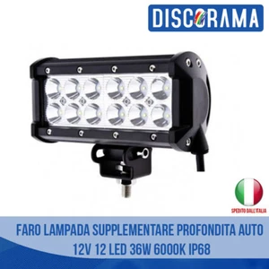 FARO LAMPADA SUPPLEMENTARE PROFONDITA AUTO FUORISTRADA 12V 12 LED 36W 6000K IP68 - Foto 1 di 1