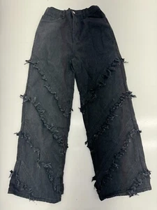 Shein Teen Black Wide Leg Distressed Jeans Boys Size 13 Youth - Picture 1 of 6