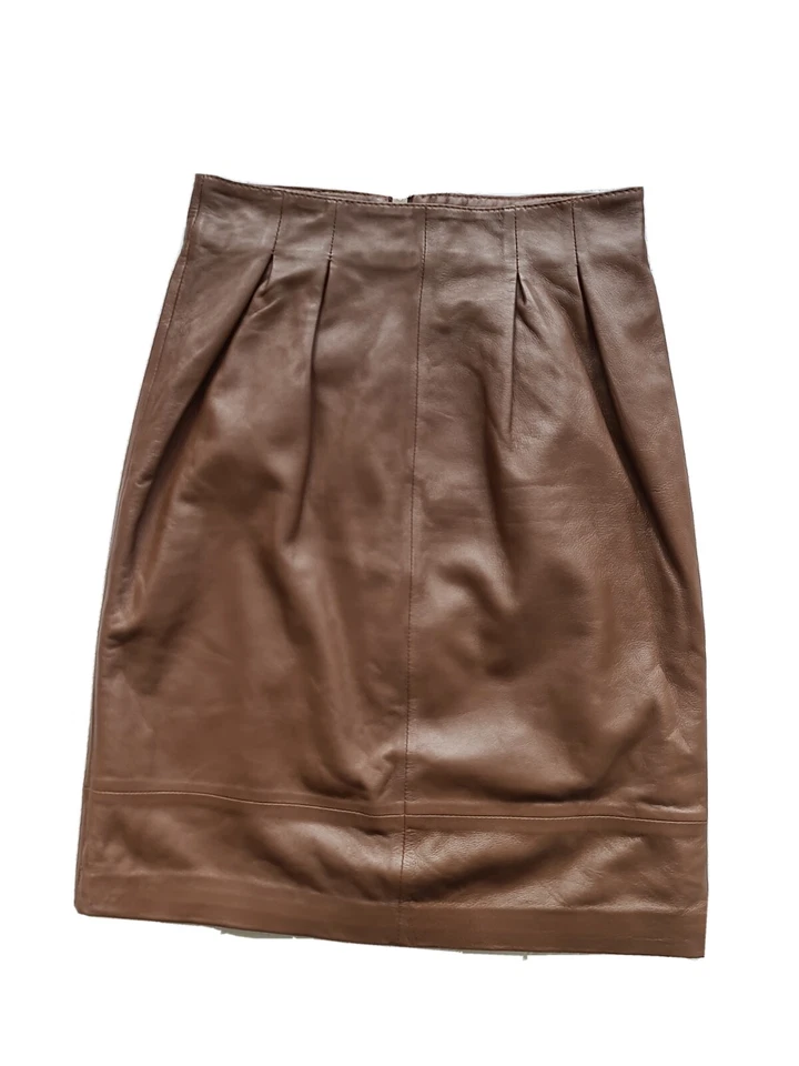 FALDA ATELIER R MUJER MARRÓN SUAVE CUERO OVEJA PLISADA LÍNEA A ~ UK 4, EU 32, US 2 Foto 1 de 4