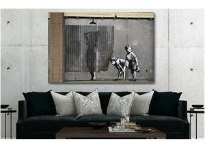 Banksy - Lady Shower - Peeping Tom Boys - Canvas Wall Art Print - Picture 1 of 5