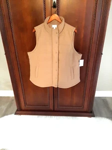 Croft & Barrow Neu mit Etikett Damen XXL klassische gesteppte ärmellose Weste mit Taschen hellbraun - Bild 1 von 12