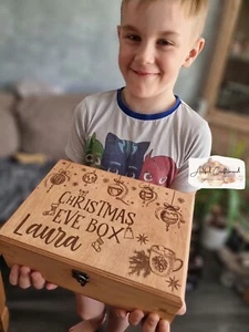 Christmas Xmas Eve Box - Bespoke Personalised Wooden Christmas Box Large Keepsak - Picture 1 of 13