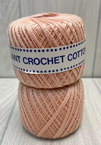 Two DMC Brilliant Knitting Crochet Yarn 100% Cotton Thread 50g 218Yds-#754 New - Picture 1 of 6