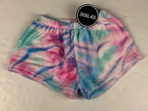 Top Trenz Ice Tie Dye Fuzzy Lounge Pajama Shorts Girls NWT 6 6X - Picture 1 of 2
