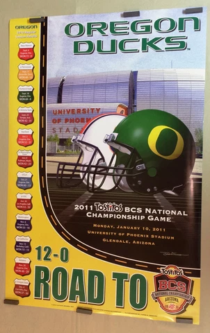 NEW 2010 Oregon DUCKS Football ROAD TO THE BCS POSTER Team Schedule    24 x 36 Cover
