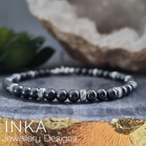 Inka 925 Sterlingsilber & 4 mm Hämatit Perle Stapeln Armband mit Inka Charm - Bild 1 von 8