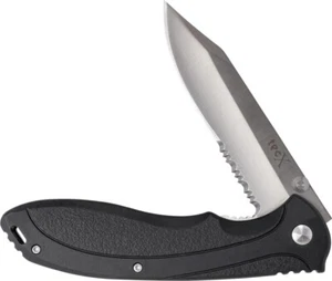 Case Cutlery TecX Lockback Black Folding Stainless Serrated Pocket Knife 75672 - Picture 1 of 2