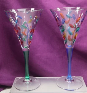 CC Zecchin Style Murano Italy 6oz. Champaign Martini Colored Glasses Set of 2 - Picture 1 of 7