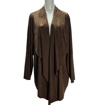 Soft Surroundings Drape Faux Suede Jacket Cardigan Womens NWT Long Sleeve 3X - Изображение 1 из 4