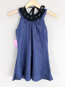 Plum Pudding Navy Blue Black Satin Holiday Special Occasion Sleeveless Dress NEW - Picture 1 of 3