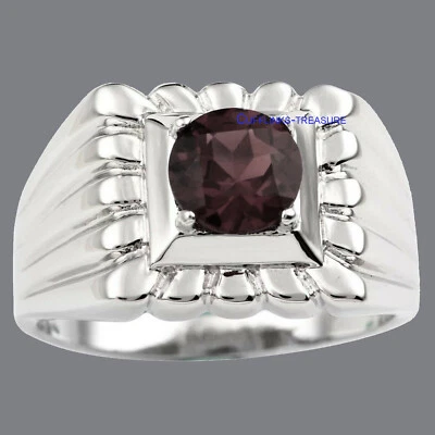 天然烟熏石英宝石 925 纯银戒指 男式 #4490 — 第 1/4 张图片