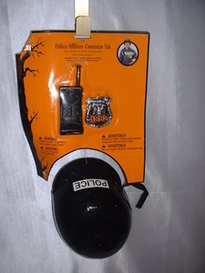 Childrens Police Officer Helmet Hat Badge Radio Halloween Costume Accsessory Kit - Picture 1 of 1