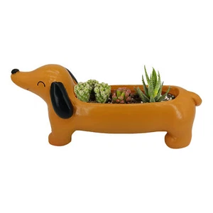 Garden Flower Planter Sausage Dog Outdoor Decor Resin Dog Succulent Plant Pot - Picture 1 of 12