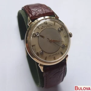 BULOVA Self Winding 30J Mystery Dial watch, 1950's—solid 14K gold case—runs fast - Picture 1 of 10
