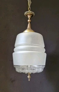 Vintage Antique Ceiling Pendant Light Ceiling Chandelier Glass  2 Lamps  - Picture 1 of 8