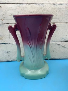 Ancien vase poterie 2 tons, argile Cameron ?, WV, 8"H - Photo 1/8