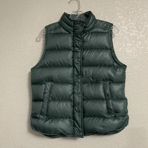 J Crew Vest Womens M Down Quilted Puffer Insulated Ripstop Outdoor Preppy Green - Picture 1 of 14