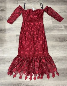 Shoshanna Midnight Jolette Lace Dress Red New With Tags NWT Size 8 - Picture 1 of 15