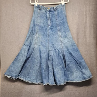 LizWear Vintage Jean Denim Skirt 8 Union Made USA Flare Western Cottage Rodeo - Image 1 of 4