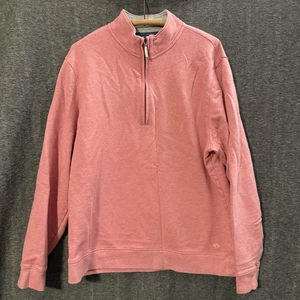 Brooks Brothers Pink Salmon Pullover 1/4 Zip Sweater XL                     S101 - Picture 1 of 10