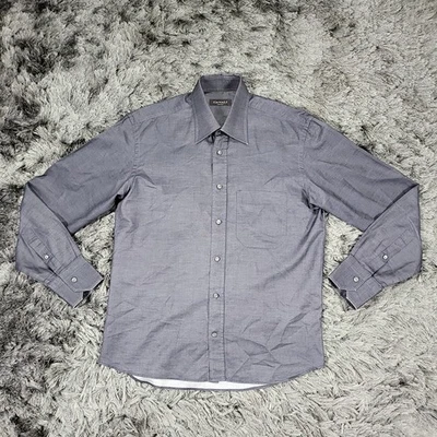 Camisa Canali Para Hombre 15.5 39 Gris Micro Punto Manga Larga Vestido Botón Hecho en Italia Foto 1 de 4