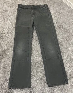 REI Cooperative Double Knee Pants Kids 28x28 Large 14-16 Gray Canvas Faded - Picture 1 of 10