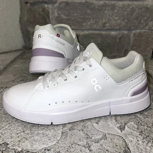Mint On Cloud The Rodger Advantage White Mauve Leather Sneakers Shoes 6.5 Women - Picture 1 of 10